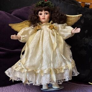 Charming Gold and Cream Angel Doll
